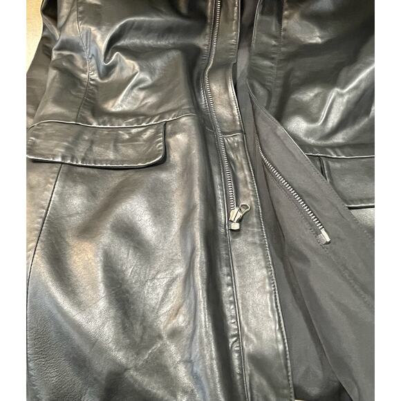 Vintage Tom James Reversible Jacket Leather/Nylon Men’s Size Large-Overcoat - Picture 8 of 14